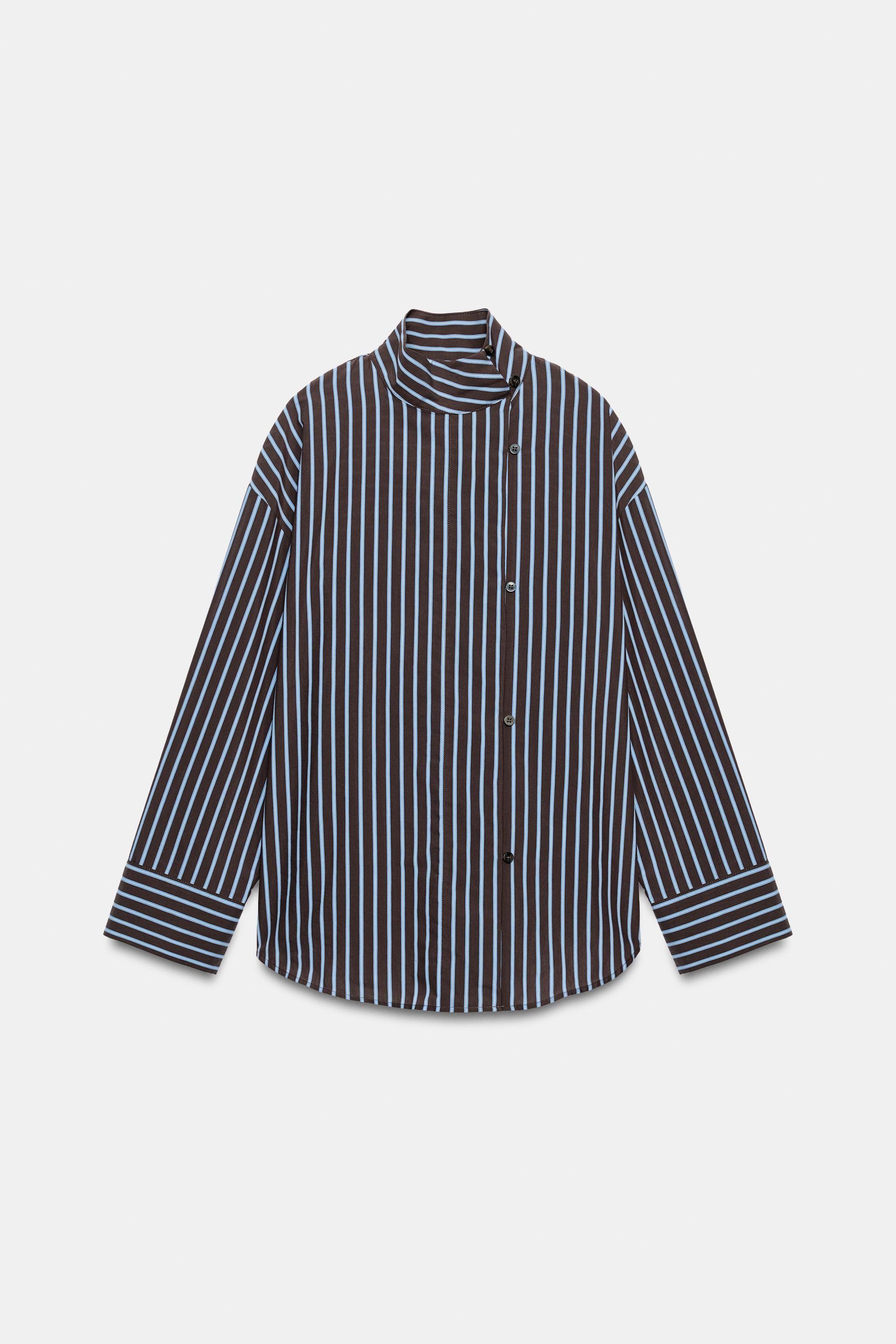 STRIPED HIGH-NECK SHIRT